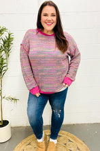 Load image into Gallery viewer, Bring Joy Magenta Multicolor Textured Waffle Knit Sweater