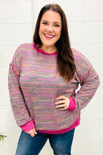 Load image into Gallery viewer, Bring Joy Magenta Multicolor Textured Waffle Knit Sweater