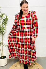 Load image into Gallery viewer, Adorable In Red Plaid Ruffle Detail Fit & Flare Midi Dress