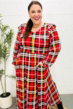 Load image into Gallery viewer, Adorable In Red Plaid Ruffle Detail Fit & Flare Midi Dress