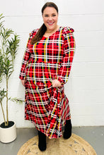 Load image into Gallery viewer, Adorable In Red Plaid Ruffle Detail Fit & Flare Midi Dress
