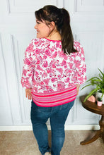 Load image into Gallery viewer, Make A Statement Fuchsia Paisley Boho Front Tie Top