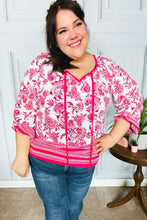 Load image into Gallery viewer, Make A Statement Fuchsia Paisley Boho Front Tie Top