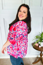 Load image into Gallery viewer, Feeling Femmi Pink & Fuchsia Floral Peplum Woven Top