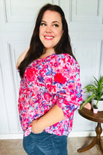 Load image into Gallery viewer, Feeling Femmi Pink & Fuchsia Floral Peplum Woven Top