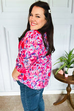 Load image into Gallery viewer, Feeling Femmi Pink & Fuchsia Floral Peplum Woven Top