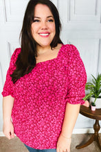 Load image into Gallery viewer, Perfectly You Fuchsia Floral Three Quarter Sleeve Square Neck Top