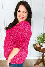 Load image into Gallery viewer, Perfectly You Fuchsia Floral Three Quarter Sleeve Square Neck Top