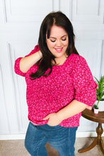 Load image into Gallery viewer, Perfectly You Fuchsia Floral Three Quarter Sleeve Square Neck Top