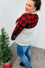 Load image into Gallery viewer, All Of Me Grey & Red Plaid Animal Print Pocketed Top