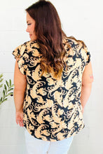 Load image into Gallery viewer, You Got This Black Paisley Print V Neck Flutter Sleeve Top