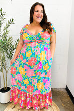 Load image into Gallery viewer, Vacay Vibes Blue Floral Print Sweetheart Twisted Neckline Maxi Dress