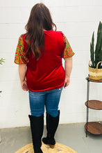 Load image into Gallery viewer, Warmest Wishes Red & Green Sequin Puff Sleeve Velvet Top