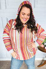 Load image into Gallery viewer, Be Bold Coral & Sienna Stripe Pullover Notched Neck Hoodie