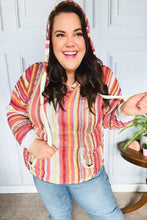 Load image into Gallery viewer, Be Bold Coral & Sienna Stripe Pullover Notched Neck Hoodie