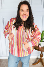 Load image into Gallery viewer, Be Bold Coral & Sienna Stripe Pullover Notched Neck Hoodie