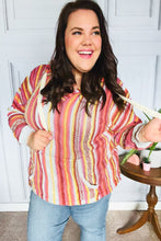 Load image into Gallery viewer, Be Bold Coral & Sienna Stripe Pullover Notched Neck Hoodie