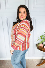 Load image into Gallery viewer, Be Bold Coral & Sienna Stripe Pullover Notched Neck Hoodie