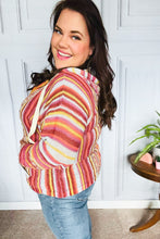 Load image into Gallery viewer, Be Bold Coral & Sienna Stripe Pullover Notched Neck Hoodie