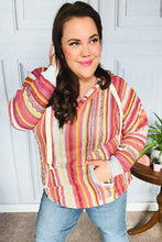 Load image into Gallery viewer, Be Bold Coral & Sienna Stripe Pullover Notched Neck Hoodie