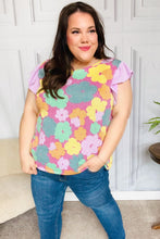 Load image into Gallery viewer, Feeling Playful Fuchsia Floral Textured Ruffle Sleeve Top