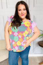 Load image into Gallery viewer, Feeling Playful Fuchsia Floral Textured Ruffle Sleeve Top