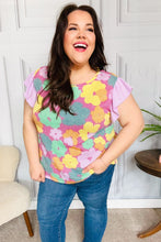 Load image into Gallery viewer, Feeling Playful Fuchsia Floral Textured Ruffle Sleeve Top