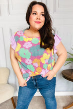 Load image into Gallery viewer, Feeling Playful Fuchsia Floral Textured Ruffle Sleeve Top