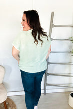 Load image into Gallery viewer, Weekend Ready Sage Collar Notch Neck Waffle Knit Top