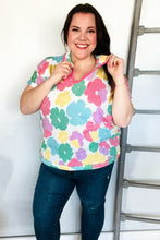Load image into Gallery viewer, Spring Vibes Multicolor Floral Collar Notch Neck Waffle Knit Top
