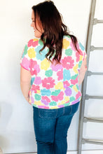 Load image into Gallery viewer, Spring Vibes Multicolor Floral Collar Notch Neck Waffle Knit Top
