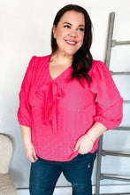 Load image into Gallery viewer, Stay With Me Pink V Neck Ribbon Bow Babydoll Woven Blouse