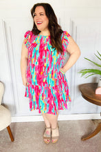 Load image into Gallery viewer, Feeling Bold Multicolor Abstract Print Tiered Ruffle Sleeve Dress