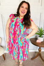Load image into Gallery viewer, Feeling Bold Multicolor Abstract Print Tiered Ruffle Sleeve Dress