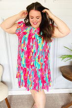 Load image into Gallery viewer, Feeling Bold Multicolor Abstract Print Tiered Ruffle Sleeve Dress