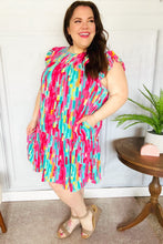 Load image into Gallery viewer, Feeling Bold Multicolor Abstract Print Tiered Ruffle Sleeve Dress