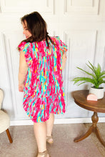 Load image into Gallery viewer, Feeling Bold Multicolor Abstract Print Tiered Ruffle Sleeve Dress