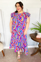 Load image into Gallery viewer, Feel Your Best Purple Abstract Print Smocked Ruffle Sleeve Maxi Dress