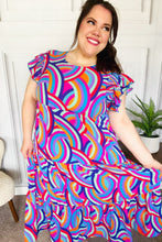 Load image into Gallery viewer, Feel Your Best Purple Abstract Print Smocked Ruffle Sleeve Maxi Dress