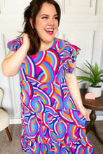 Load image into Gallery viewer, Feel Your Best Purple Abstract Print Smocked Ruffle Sleeve Maxi Dress