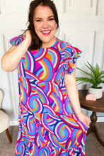 Load image into Gallery viewer, Feel Your Best Purple Abstract Print Smocked Ruffle Sleeve Maxi Dress