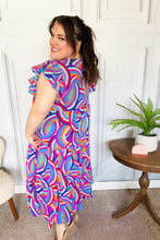 Load image into Gallery viewer, Feel Your Best Purple Abstract Print Smocked Ruffle Sleeve Maxi Dress