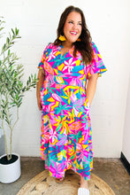 Load image into Gallery viewer, Tropical Trance Fuchsia Floral Smocked Waist Maxi Dress