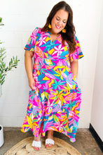 Load image into Gallery viewer, Tropical Trance Fuchsia Floral Smocked Waist Maxi Dress