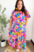 Load image into Gallery viewer, Tropical Trance Fuchsia Floral Smocked Waist Maxi Dress