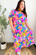 Load image into Gallery viewer, Tropical Trance Fuchsia Floral Smocked Waist Maxi Dress