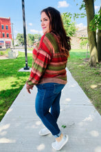 Load image into Gallery viewer, Perfectly You Olive & Mauve Stripe Two-Tone Banded Sweater Top