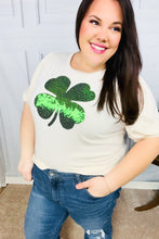 Load image into Gallery viewer, Saint Patty Sequin Clover French Terry Puff Sleeve Top