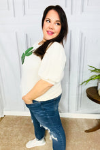 Load image into Gallery viewer, Saint Patty Sequin Clover French Terry Puff Sleeve Top