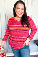 Load image into Gallery viewer, Be Bold Flame & Magenta Striped Cable Knit Print Hacci Top